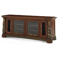 Traditional Entertainment Base with 6 Shelves and 4 Drawers