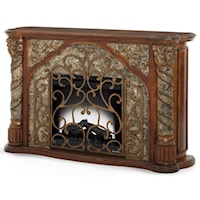 Traditional Electric Fireplace with Marble Pillars and Detailed Metal Gate
