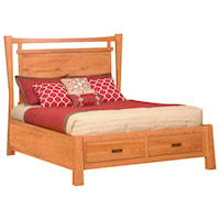 Transitional Solid Wood King Panel Bed with Drawers
