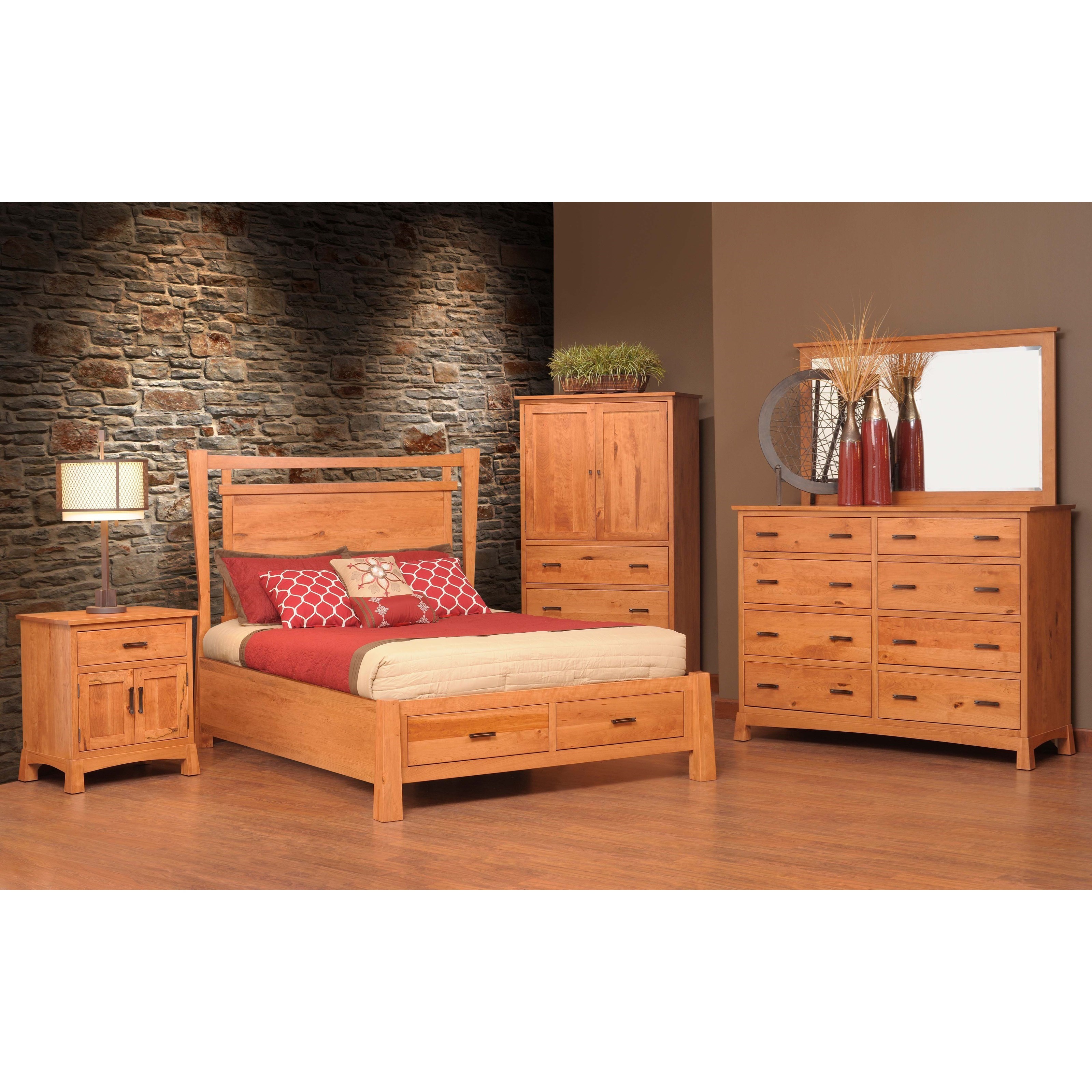 Queen Panel Bed with Drawers