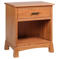 Transitional Solid Wood 1 Drawer Nightstand