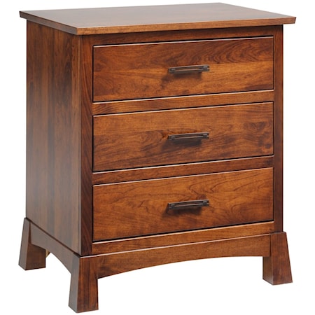 Transitional Solid Wood 3 Drawer Nightstand