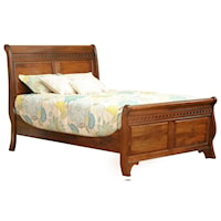 Traditional King Sleigh Bed with Tall Footboard