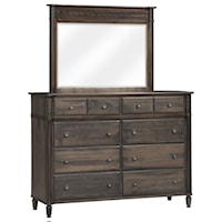 Traditional Solid Wood High Dresser and Mirror