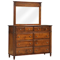 Traditional Solid Wood High Dresser and Mirror