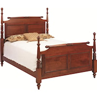 King Rolling Pin Bed with Turned Wood Finials