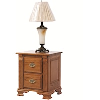 2 Drawer Nightstand with Fluted Columns and Bracket Feet