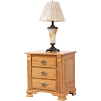 3 Drawer Nightstand with Fluted Columns and Bracket Feet