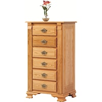 6 Drawer Lingerie Chest with Jewelry Storage, Fluted Columns and Bracket Feet
