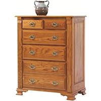 5 Drawer Chest of Drawers with Fluted Columns and Bracket Feet