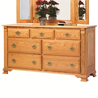 7 Drawer Dresser with with Fluted Columns and Bracket Feet