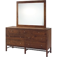 7-Drawer Dresser and Mirror Set with Dark Pull-Bar Handles