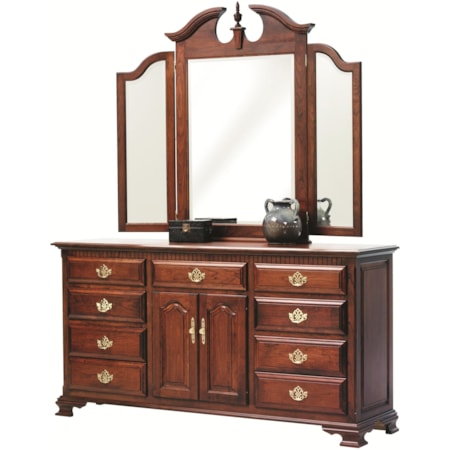 Tri Mirror and Dresser Set