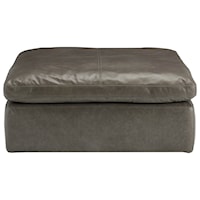Distressed Leather Oversized Accent Ottoman