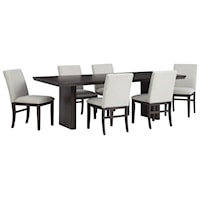7 Piece Dining Extension Table and 6 Upholstered Side Chair Set