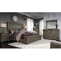 6 Piece Queen Panel Bed with Storage Footboard, Dresser, Mirror and Nightstand Set