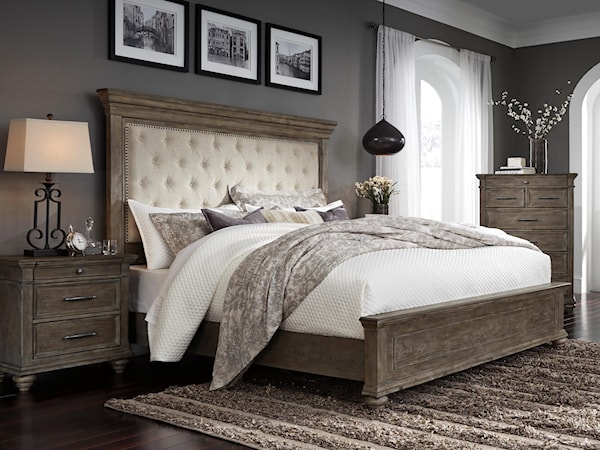 5 Piece King Upholstered Bedroom Set