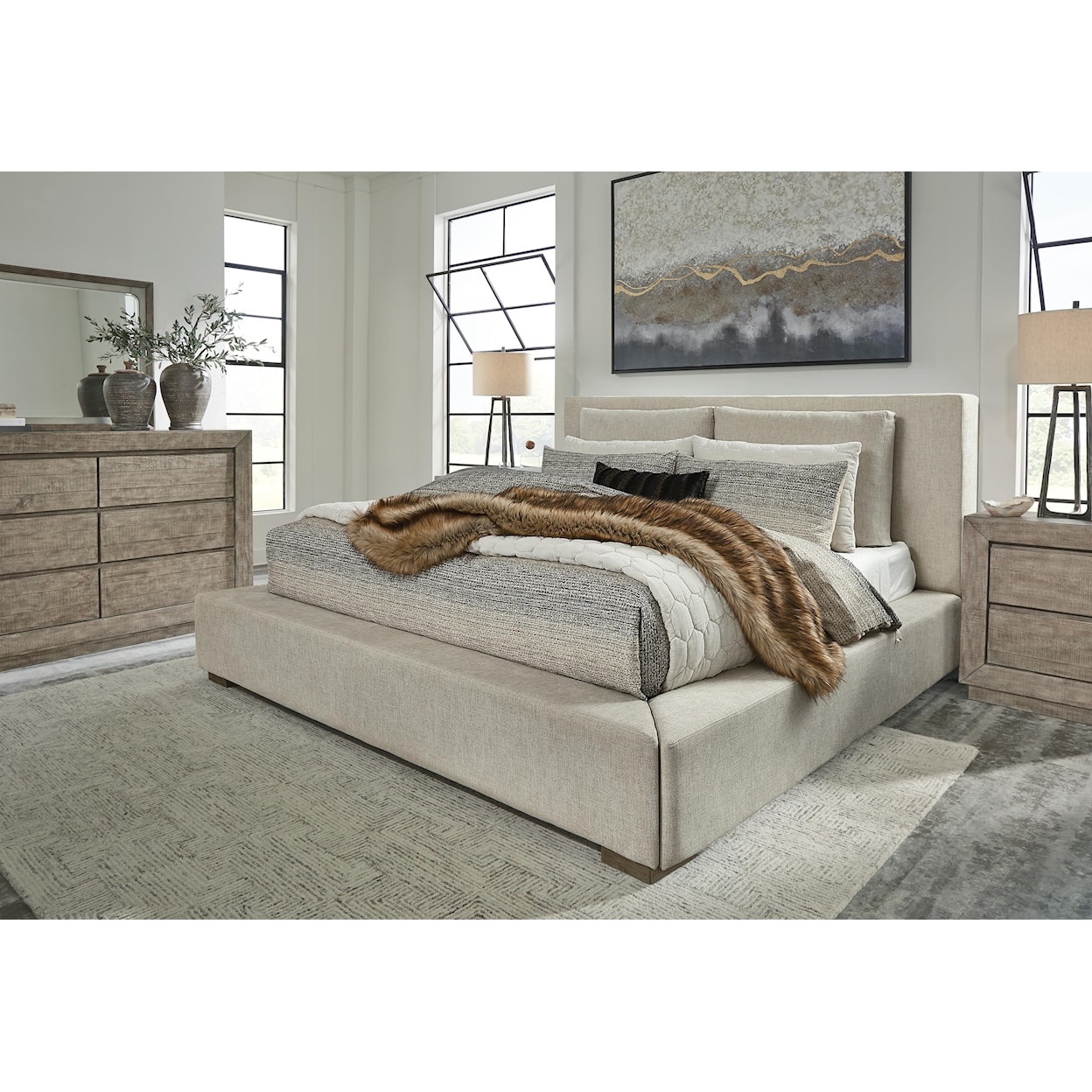 Millennium Langford 5 Piece Queen Upholstered Bedroom Set