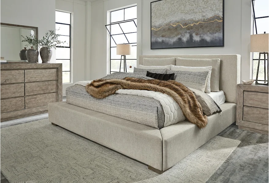 Langford 6 Piece King Upholstered Bedroom Set by Millennium at Sam Levitz Furniture