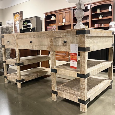 Mango Wood Desk With Metal Accents