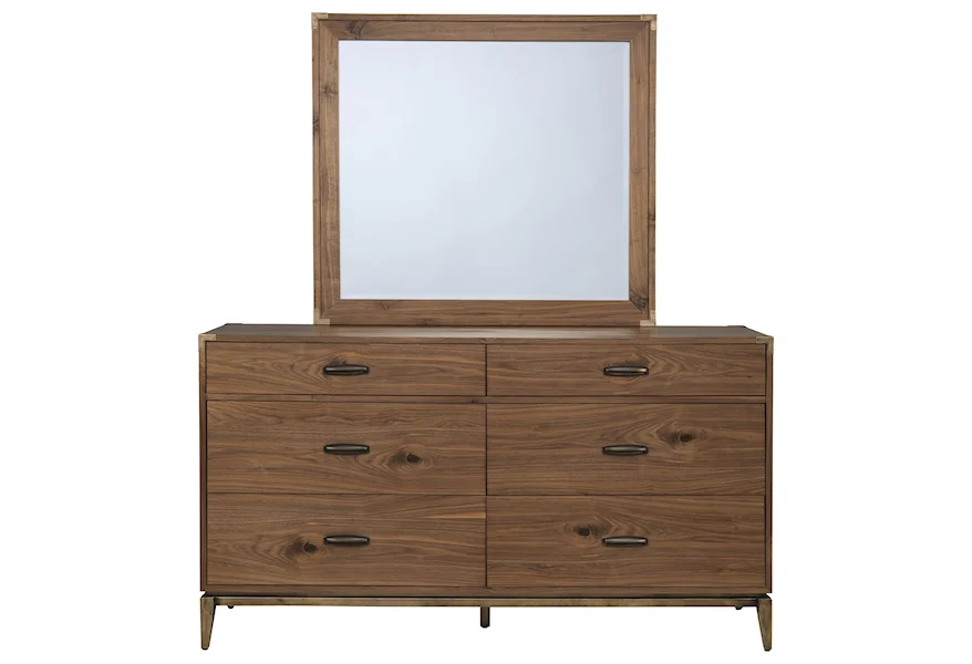 Adler Six Drawer Dresser and Mirror by Modus International at Reeds Furniture