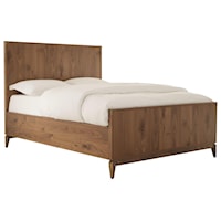 Mid-Century Modern California King Panel Bed with Bronze Accents