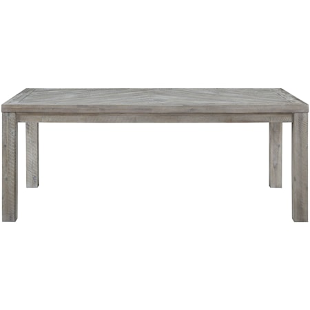 Solid Wood Rectangular Dining Table with Herringbone Pattern Table Top