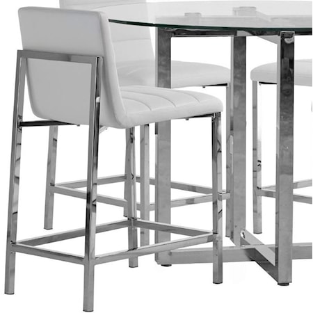 Metal Back Counter Stool in White
