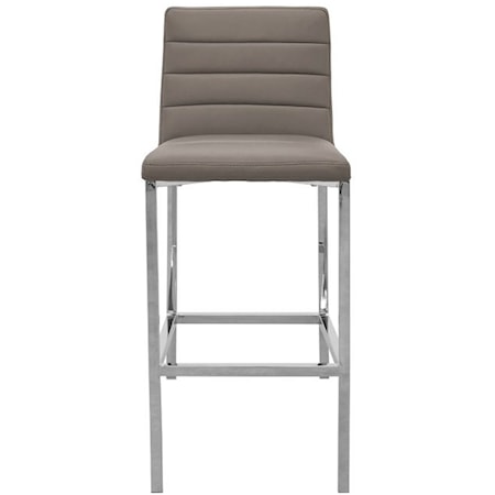 Metal Back Bar Stool in Taupe