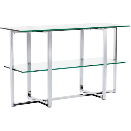 Sideboard/Console with Glass Top and Shelf