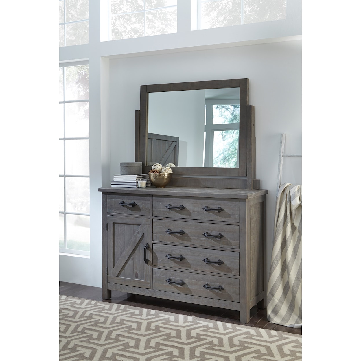 Modus International Austin 5 Drawer Dresser and Mirror