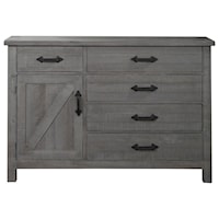 Farmhouse Chesser with Industrial Metal Drawer Pulls