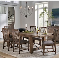 Rustic Solid Wood 7-Piece Dining Table Set