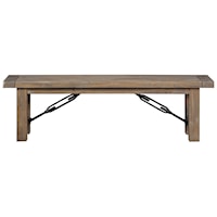 Rustic Solid Wood Bench with Industrial Braces