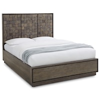 Contemporary Full Platform Bed with Block-Style Headboard