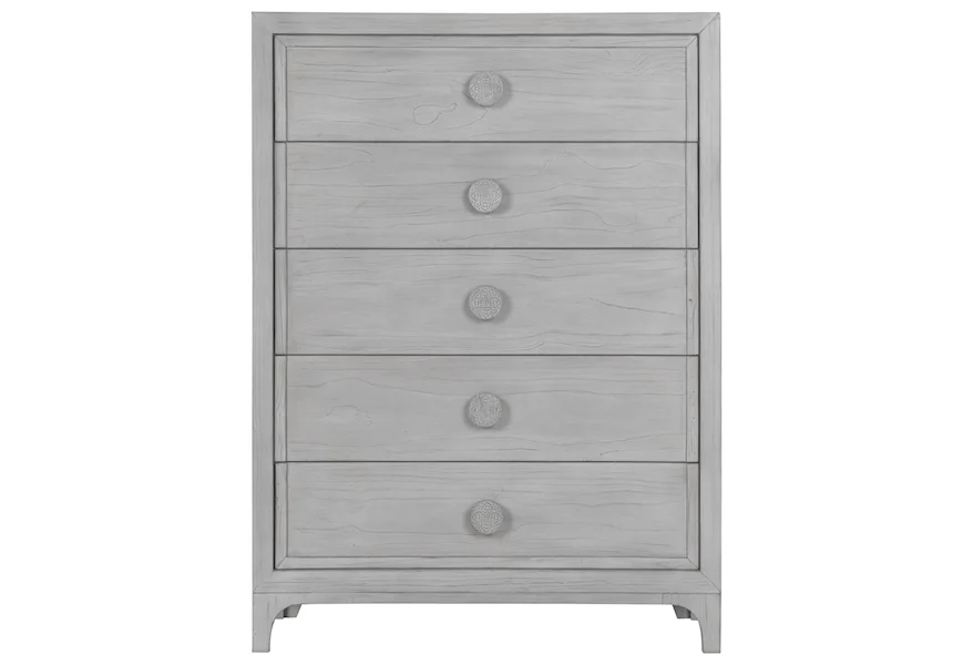 Boho Chic 5-Drawer Chest in Washed White by Modus International at A1 Furniture & Mattress