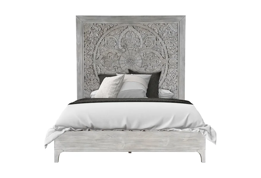 Boho Chic Queen Platform Bed in Washed White by Modus International at A1 Furniture & Mattress