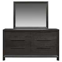 Contemporary Dresser and Mirror Set with Felt-Lined Drawers