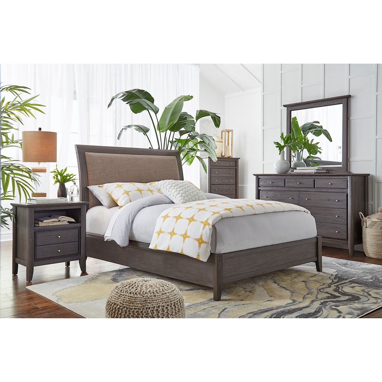 Modus International City II Full Upholstered Low Profile Sleigh Bed
