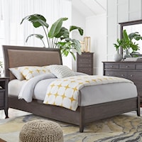 Queen Upholstered Low Profile Sleigh Bed