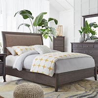 California King Upholstered Low Profile Sleigh Bed