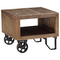 Reclaimed Wood Square Side Table in Russett Brown