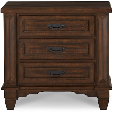 Solid Wood 3-Drawer Nightstand