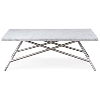 Rectangular Coffee Table with White Carrara Marble Top