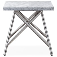 End Table with White Carrara Marble Top