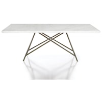 Contemporary Dining Table with White Marble Top and Stainless Steel Base