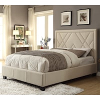 Cal King Vienne Upholstered Platform Storage Bed with Geometric Nailhead Trim