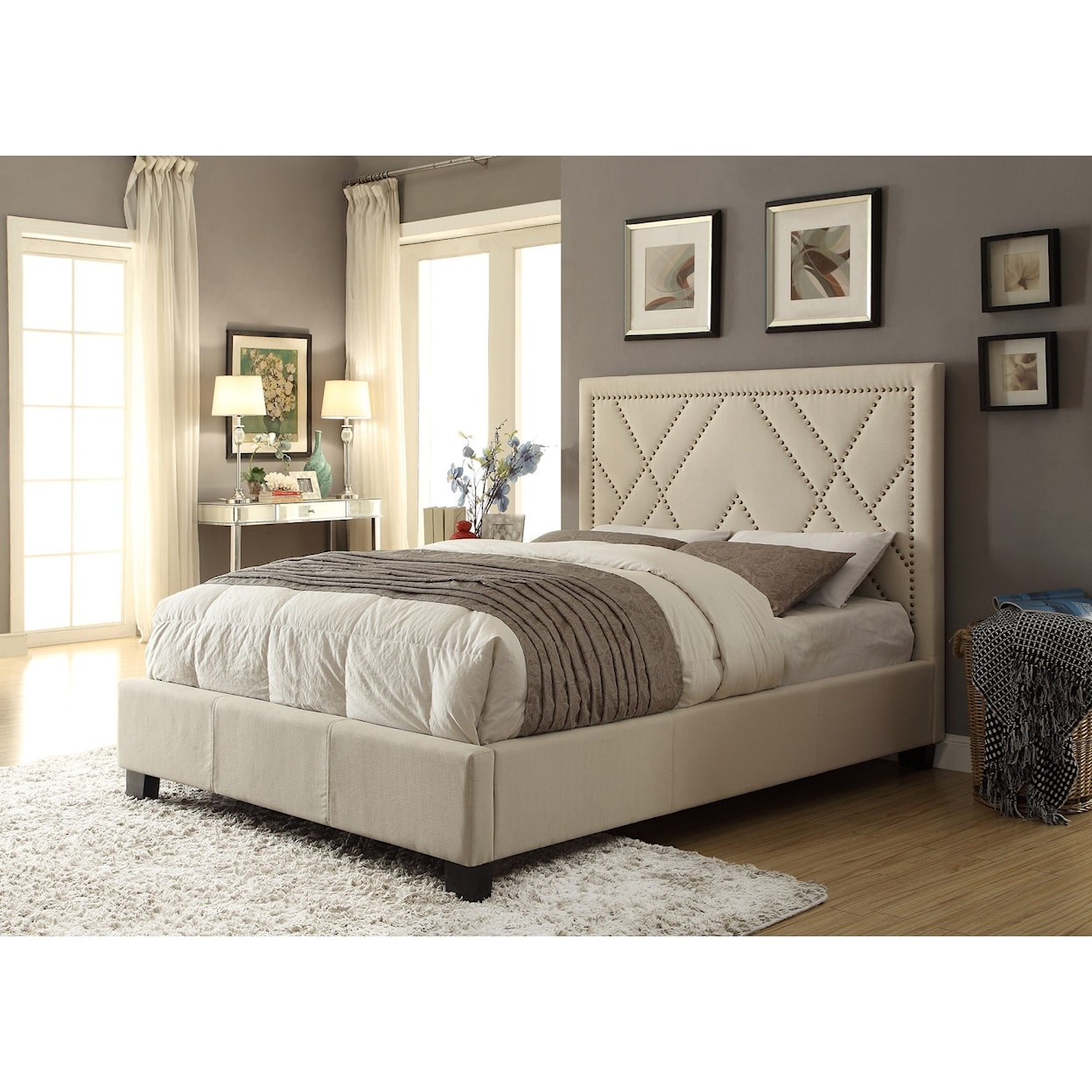 Modus International Geneva Queen Vienne Upholstered Platform Bed