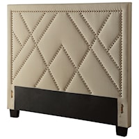 Queen Vienne Upholstered Headboard with Geometric Nailhead Trim