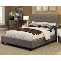 Queen Royal Upholstered Platform Storage Bed with Tufted Sleigh Headboard